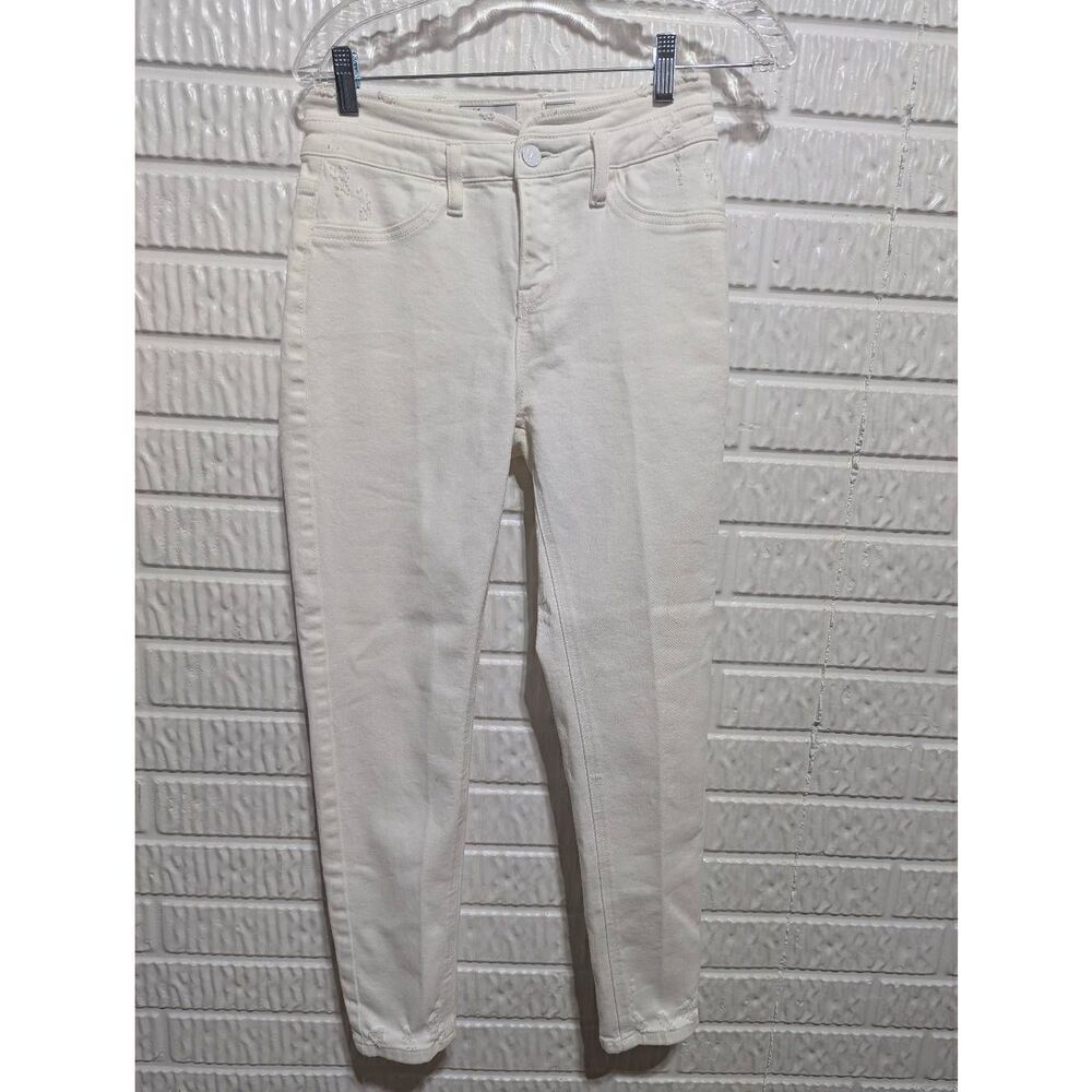 KanCan Women's White Solid Waist Distressed Ankle High-Rise Jeans Size 27